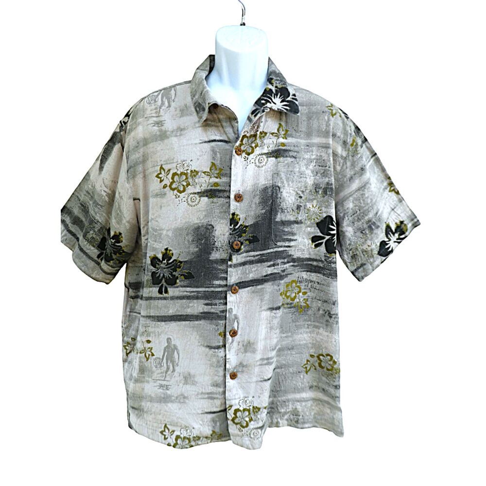 Cotton Bamboo Vintage Duke Kahanamoku Surfer Shirt Novelty Branded Wood Buttons